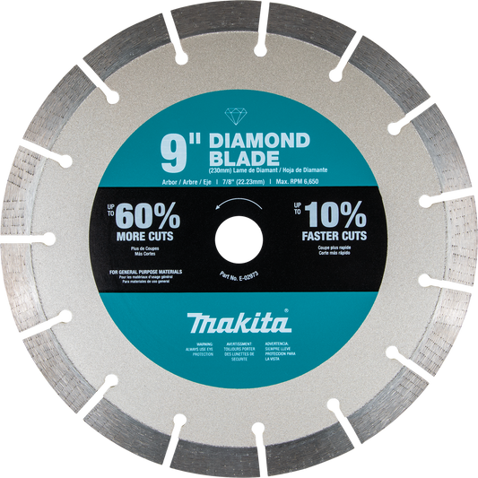 Makita E-02973 9" Ultra‑Premium Plus Diamond Blade, Segmented, General Purpose