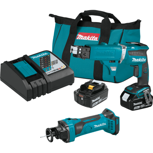 Makita XT255TX2 18V LXT® Lithium‑Ion Cordless 2‑Pc. Combo Kit with Collated Autofeed Screwdriver Magazine (5.0Ah)