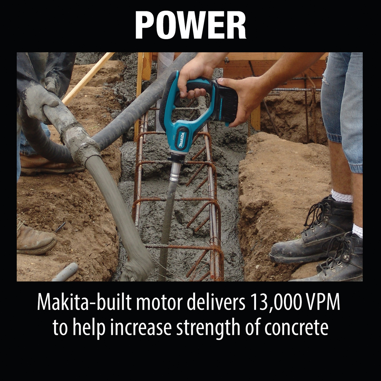 Makita XRV01Z 18V LXT® Lithium‑Ion Cordless 4' Concrete Vibrator, Tool Only