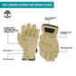 Makita T-04204 100% Genuine Leather Cow Driver Gloves (X‑Large)