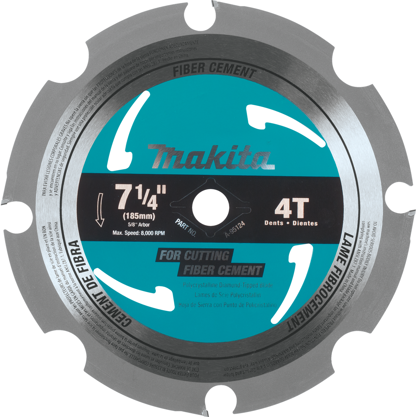 Makita A-95124 7‑1/4" 4T PCD Circular Saw Blade, Fiber Cement