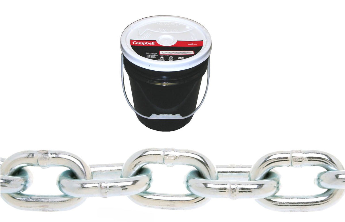 Campbell T0140433 1/4" Grade 30 Proof Coil Chain, Galvanized, 141' per Round Pail