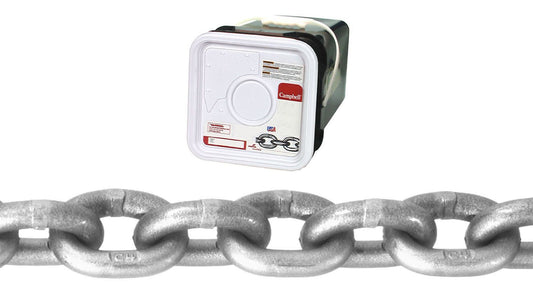 Campbell T0184416 1/4" Grade 43 High Test Chain, Bright, 100' per Square Pail