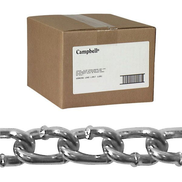 Campbell T0321024 1/0 Twist Link Machine Chain, Zinc Plated, 100' per Carton