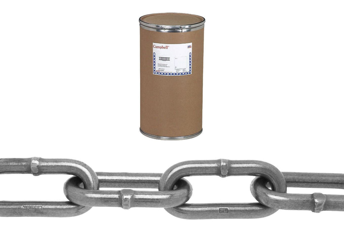 Campbell T0407512 1/2" Marine Alloy Trawl Chain, Long Link, Bright, 300' per Drum