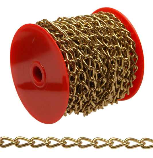 Campbell T0712017 #200 Hobby/Craft Twist Chain, Brass Plated, 49' per Reel