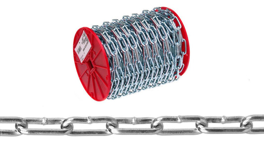 Campbell T0722827 2/0 Straight Link Coil Chain, Zinc Plated, 40' per Reel