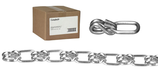 Campbell T0745024 5/0 Lock Link Single Loop Chain, Wrapped, Zinc Plated, 100' per Carton
