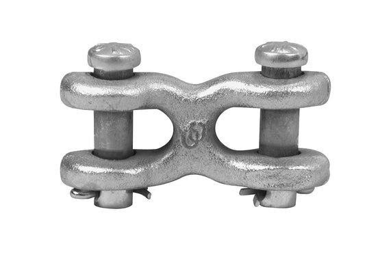 Campbell T5423302 7/16”- 1/2” Twin (Double) Clevis Link, Forged Steel, Zinc Plated