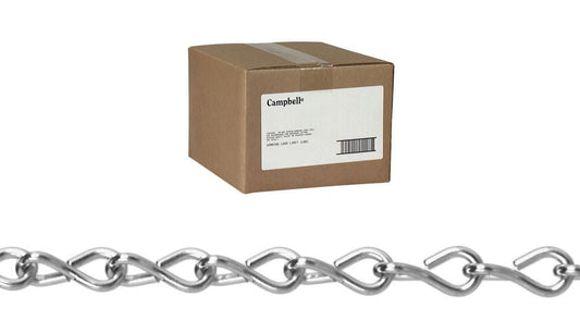 Campbell T0801224N #12 Single Steel Jack Chain, Zinc Plated, 100' per Carton