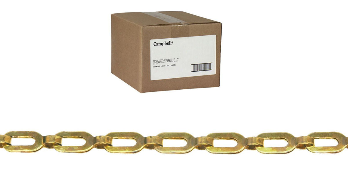 Campbell T0871014N 1/0 Brass Plumbers Chain, Bright, 100' per Carton