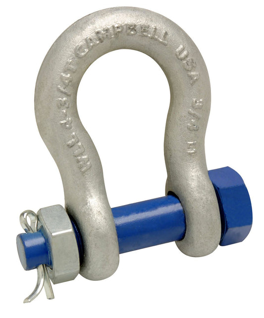 Campbell 5390435 1/4" Anchor Shackle, Bolt Type, Forged Carbon Steel, Galvanized