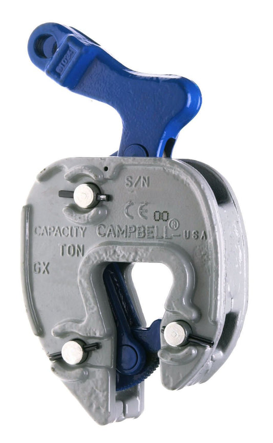 Campbell 6423905 GX Plate Clamp with Chain Connector, 1/16"- 3/4" Grip, 1 Ton WLL