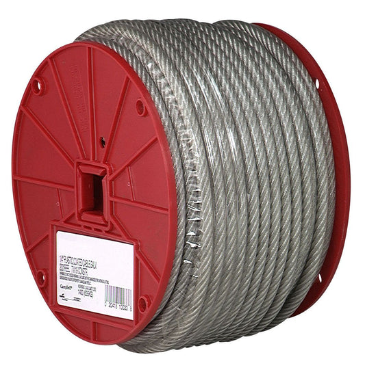 Campbell 7000497 1/8" 7 x 7 Cable, Clear Vinyl Coated to 3/16", 250 Feet per Reel