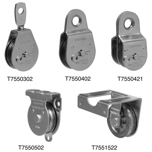 Campbell T7550404 3" Heavy Duty Steel Pulley, Single Sheave, Fixed Eye