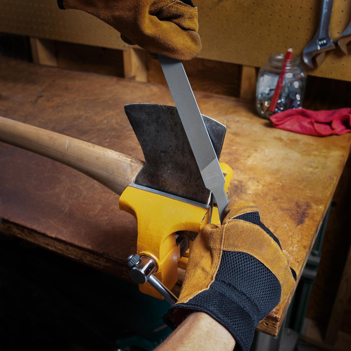 Nicholson 06706NN 8" Rectangular Double/Single Cut Axe File - Carded