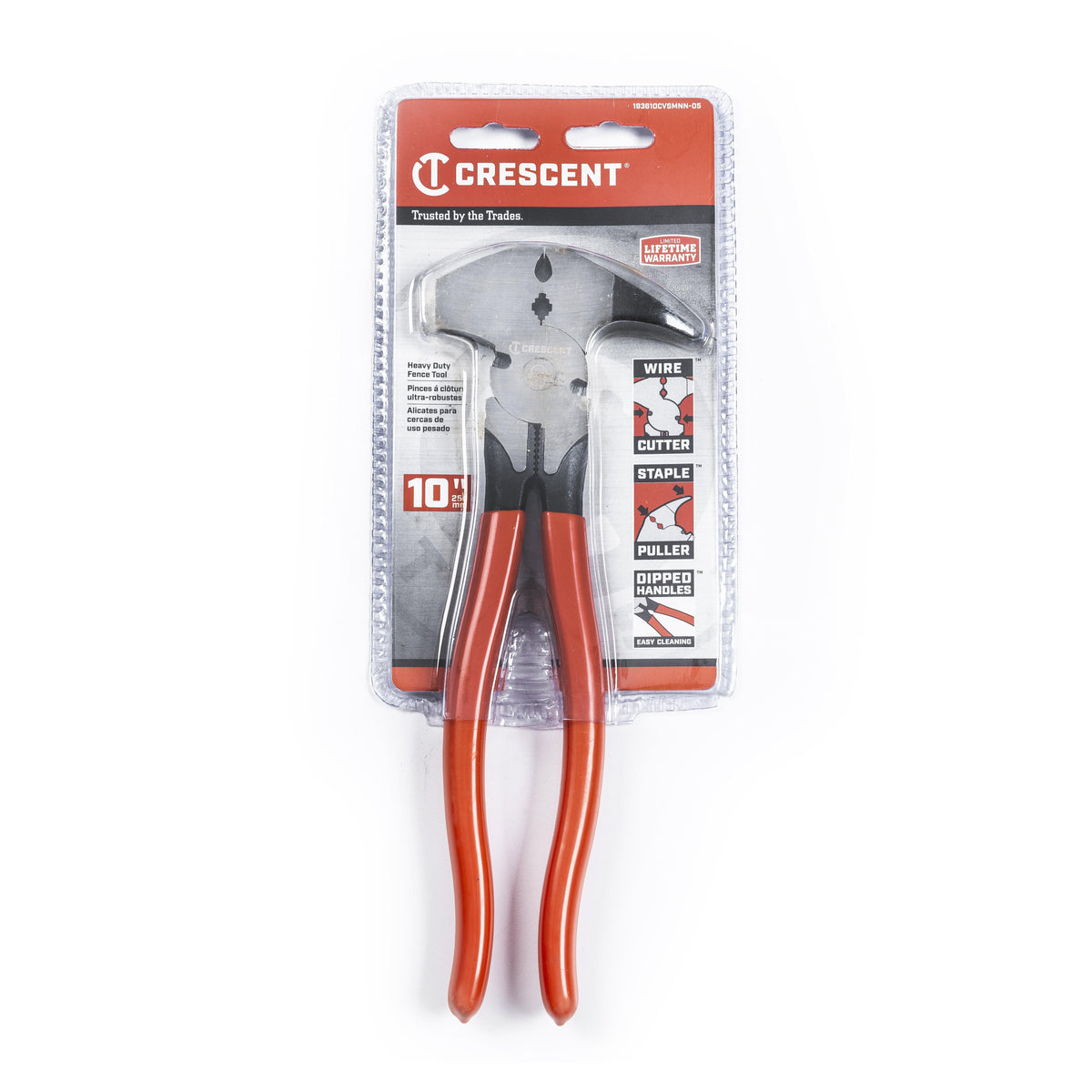Crescent 193610CVSMNN-05 10" Dipped Handle Dual Staple Grip Joint Fence Tool Pliers