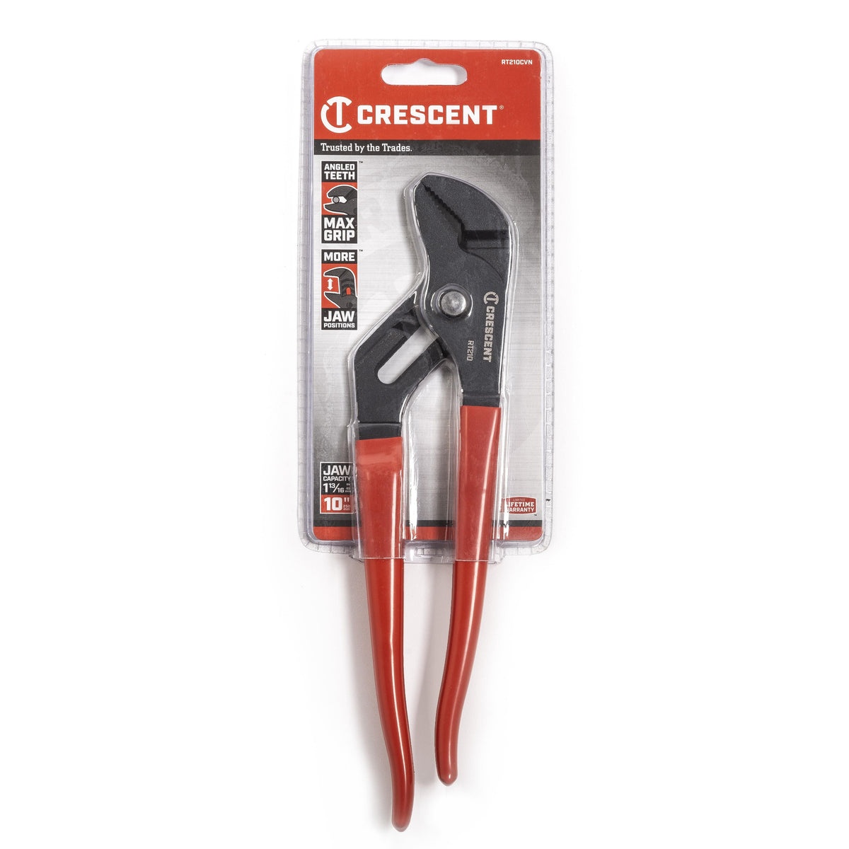 Crescent RT210CVN-05 10" Straight Jaw Dipped Handle Tongue and Groove Pliers