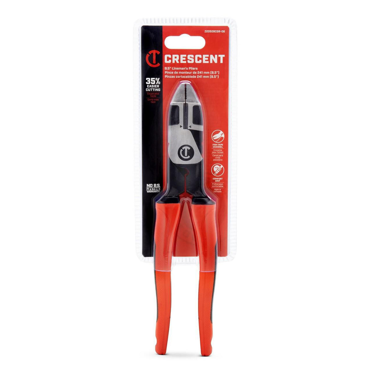 Crescent Z20509CGR-06 9-1/2" Z2 Lineman Plier with Cushion Grip Rawhide Handle