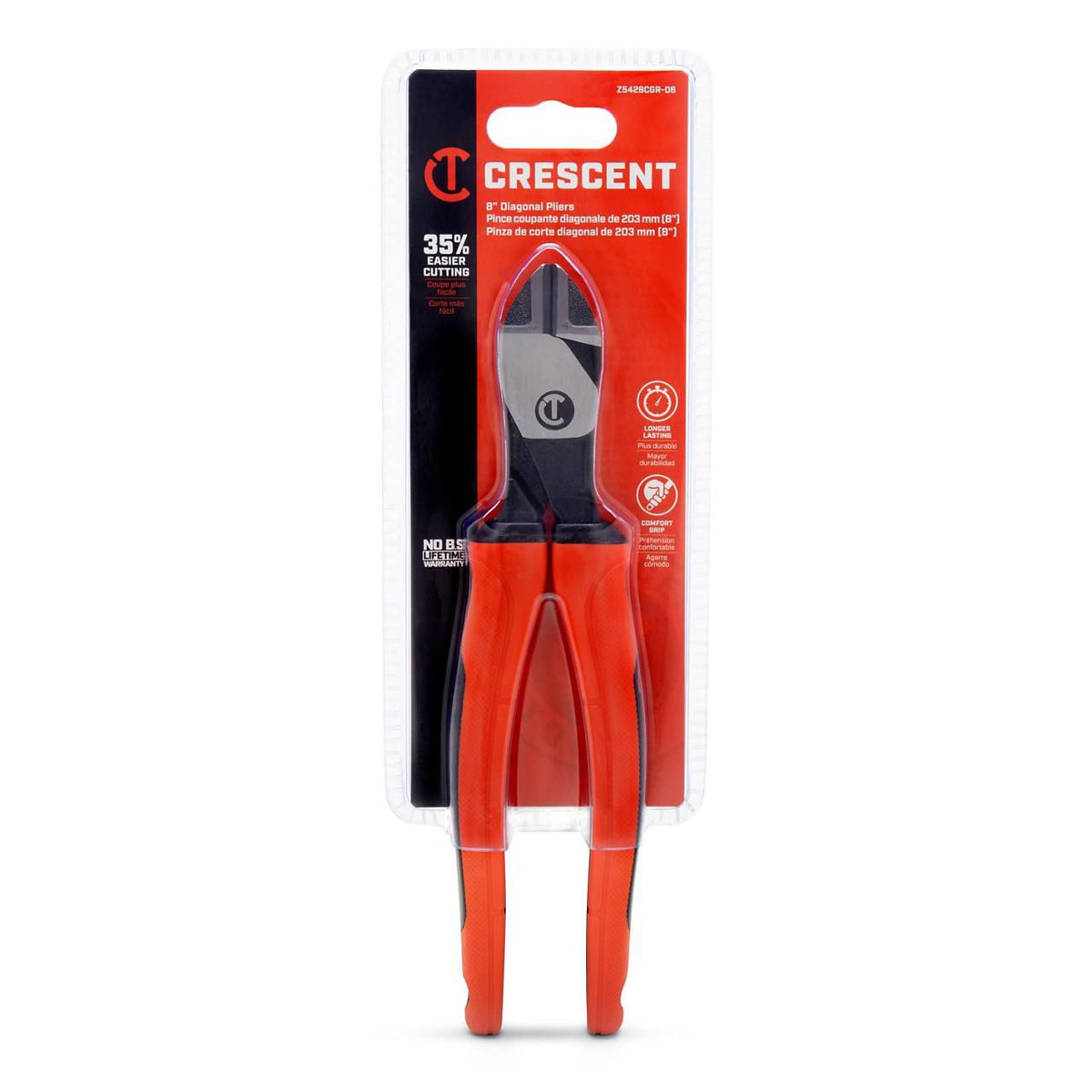 Crescent Z5428CGR-06 8" Z2 Diagonal Cutting Plier with Cushion Grip Rawhide Handle