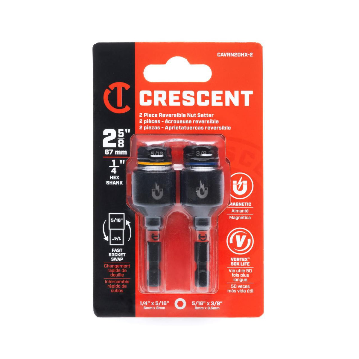Crescent CAVRN2DHX-2 2 Piece 2-5/8" Reversible Nutsetter Set