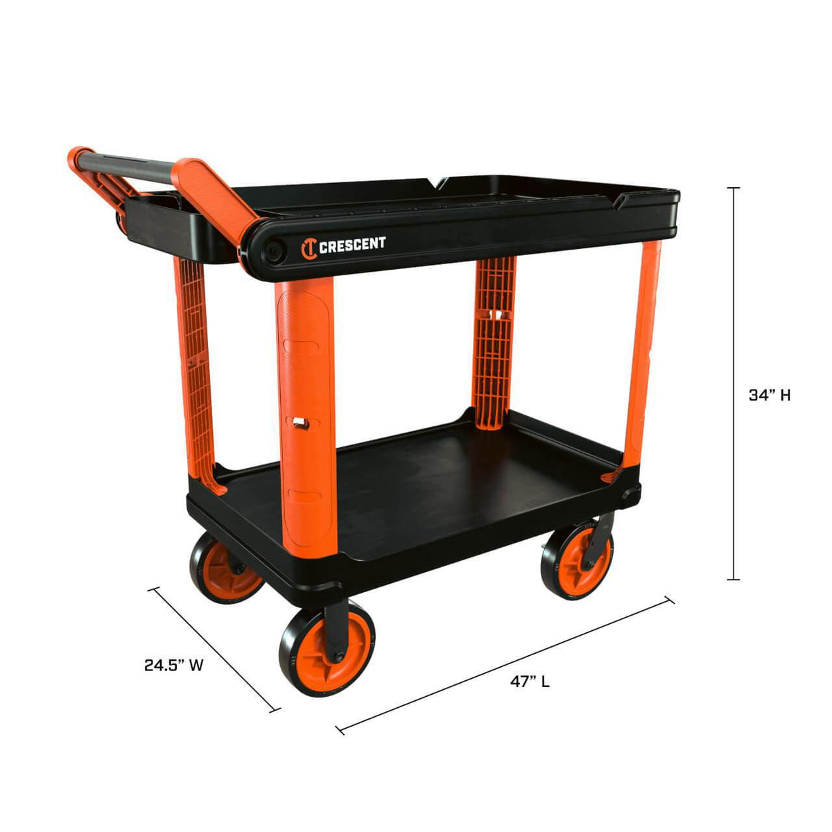 Crescent IUC2S8CBM RAILWORKS 2 Shelf Industrial Utility Cart with 8" Casters