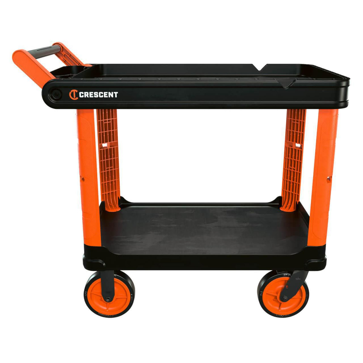 Crescent IUC2SCBM-1DLR RAILWORKS 2 Shelf Industrial Utility Cart with 5" Hard Casters and Single Door Security Panel