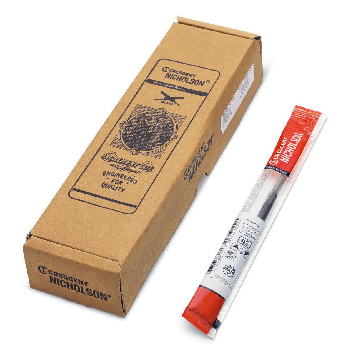 Nicholson 14106MNB 4" Triangular Single Cut Slim Taper File - Boxed