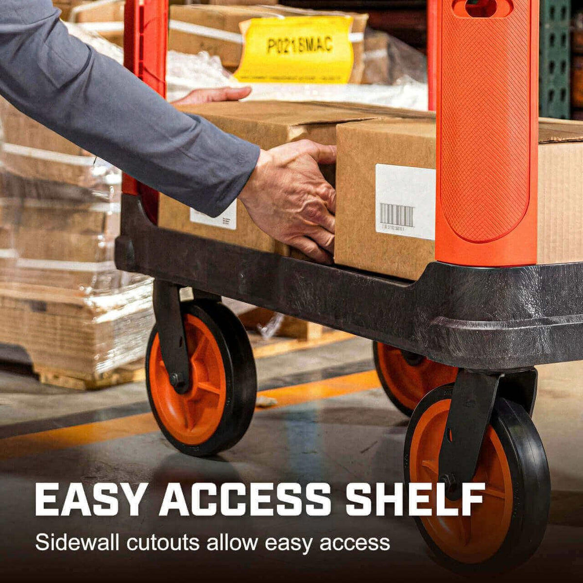 Crescent IUC2SCBM-2DLR RAILWORKS 2 Shelf Industrial Utility Cart with 5" Hard Casters and Double Door Security Panel