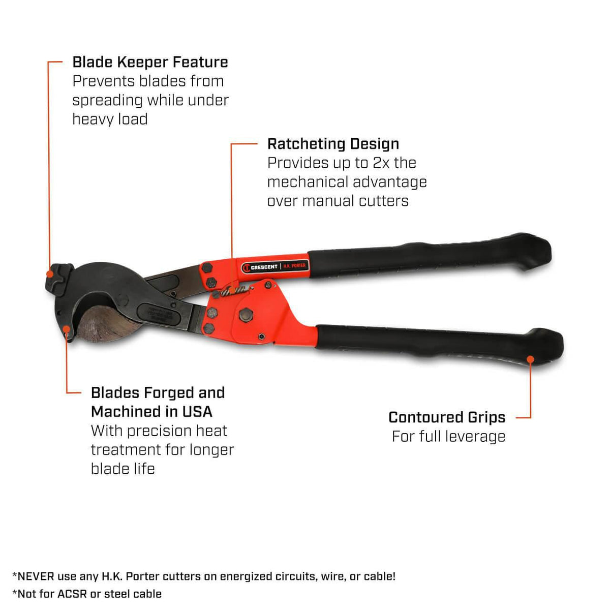 Hk Porter 8690FSK 28" Ratcheting Cable Cutter - Soft Cable