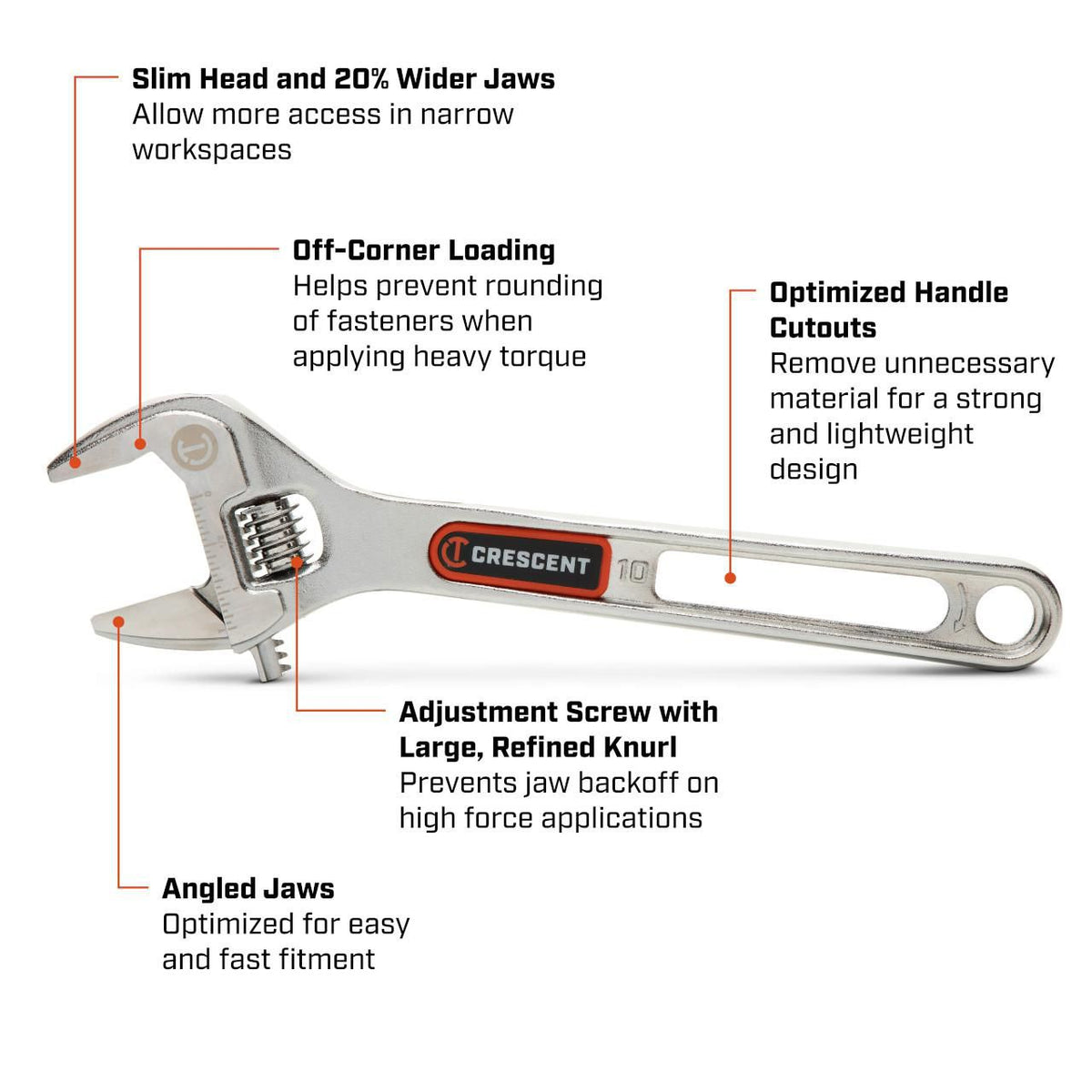 Crescent AC310VS 10" Chrome Adjustable Wrench with Quick-Fit-Jaw