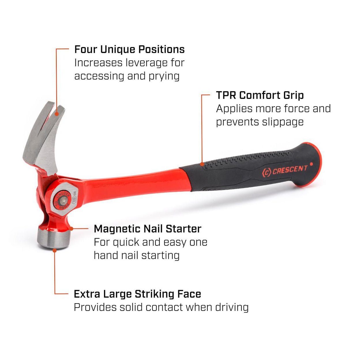 Crescent CINDEX18 18 oz. Steel Indexing Claw Hammer with Cushion Grip Handle