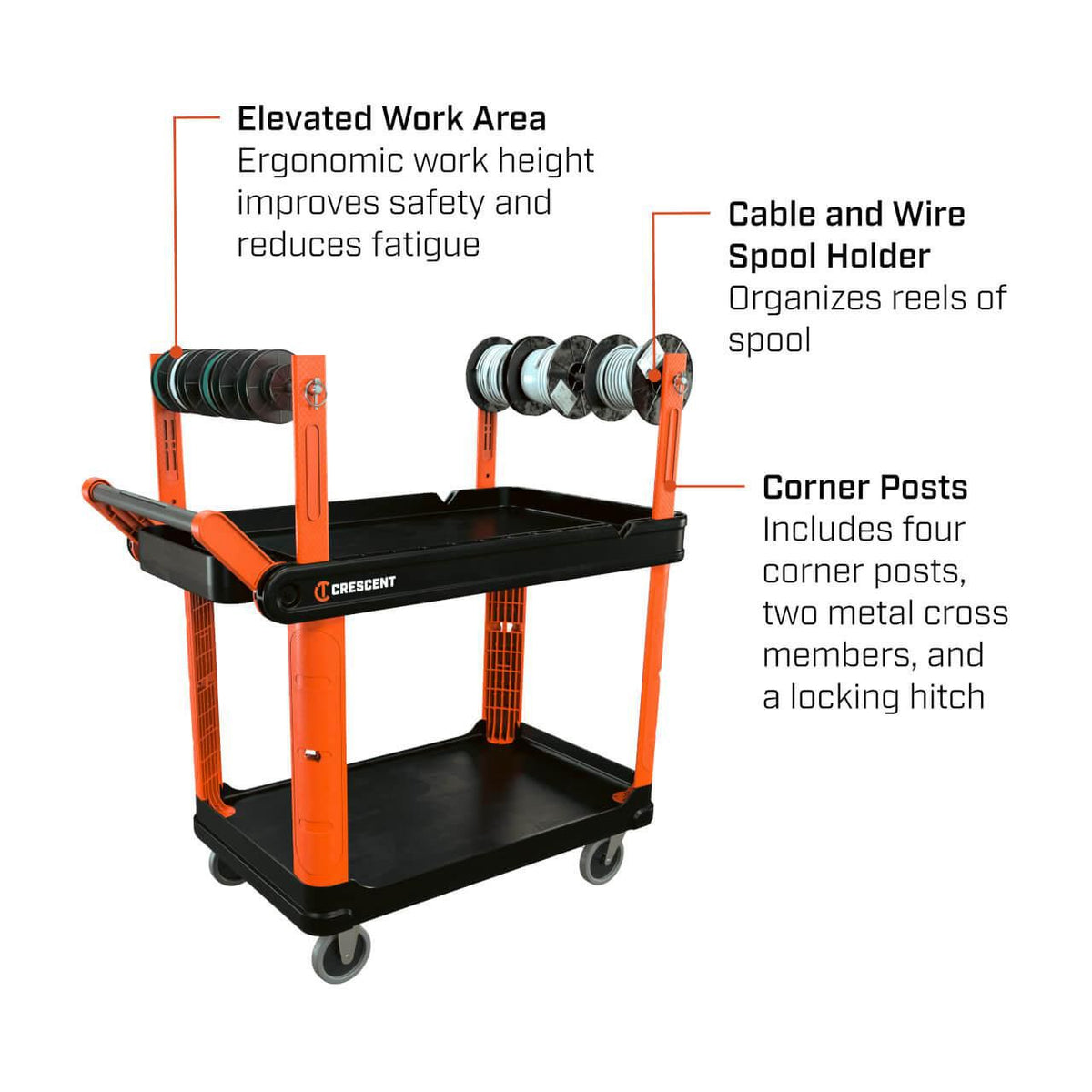 Crescent IUCRCPCRM RAILWORKS Wire Spool Holders for Industrial Utility Cart