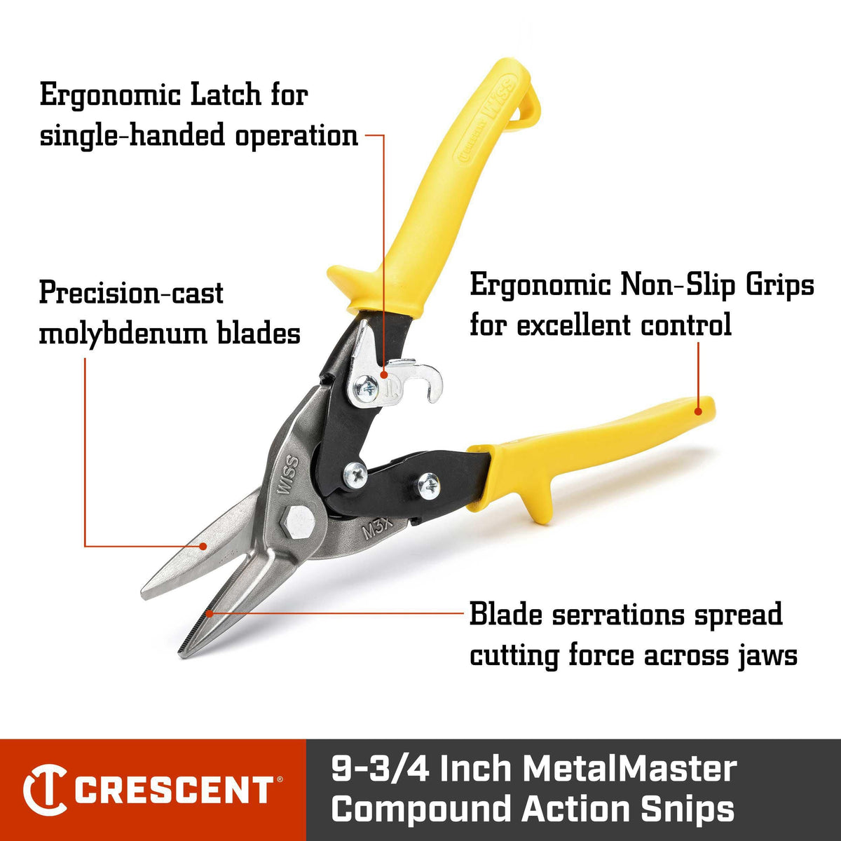 Wiss M3R 9-3/4" Compound Action Straight, Left, and Right Cut Snips
