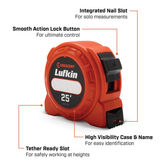 Lufkin L625-02 1" x 25' L600 Series Power Tape Measure