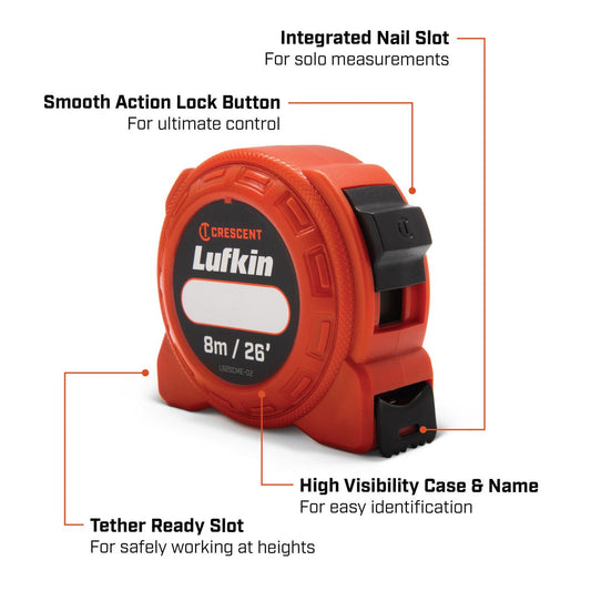 Lufkin L610CME-02 1/2"/13mm x 10'/3m L600 Series Power Tape Measure