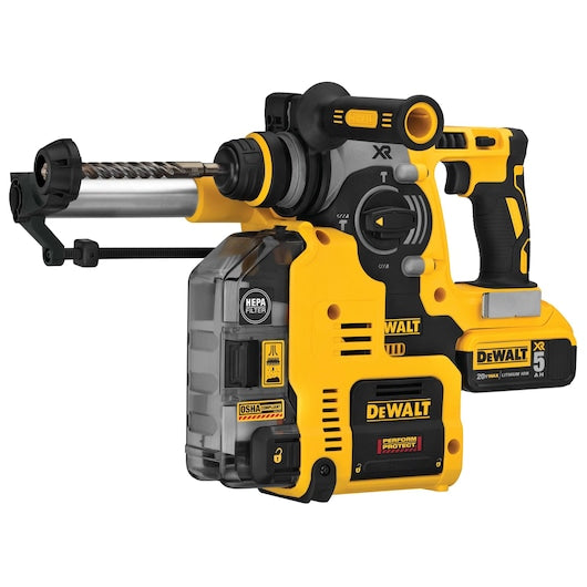 Dewalt DCH273P2DHO 20V Max* Xr® Brushless 1" L-Shape Sds Plus Rotary Hammer Kit With On Board Dust Extractor