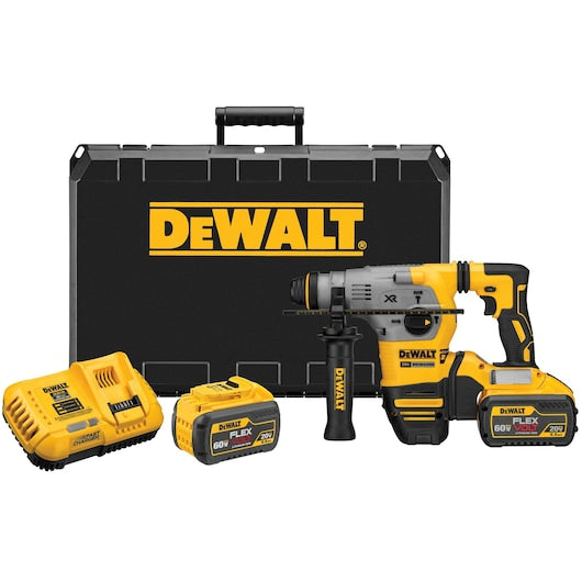 Dewalt DCH293X2 20V Max* 1-1/8 In. Xr® Brushless Cordless Sds Plus L-Shape Rotary Hammer Kit