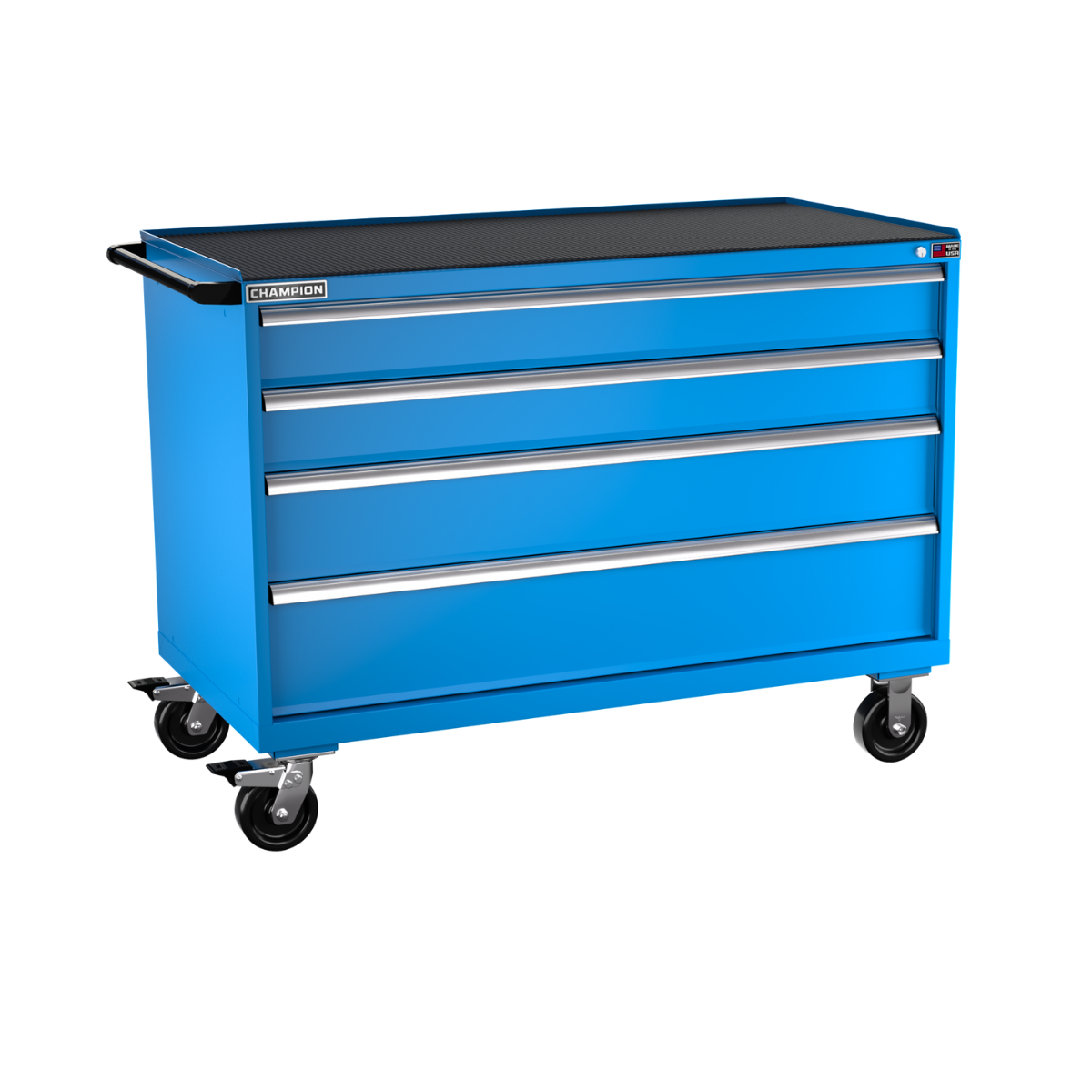 Champion Tool Storage DW1500-0401IL-MB8-RT-BB 4-Drawer Standard Depth Mobile Modular Cabinet DW0401IL | 56-1/2"W x 42-1/4"H x 28-1/2"D, Bright Blue