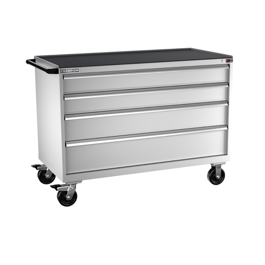 Champion Tool Storage DW1500-0401IL-MB8-RT-LG 4-Drawer Standard Depth Mobile Modular Cabinet DW0401IL | 56-1/2"W x 42-1/4"H x 28-1/2"D, Light Gray