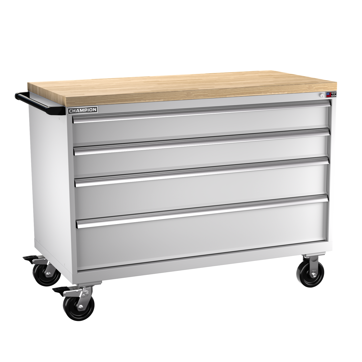 Champion Tool Storage DW1500-0401ILC-MB8-BBT-LG 4-Drawer Standard Depth Mobile Modular Cabinet DW0401ILC | 56-1/2"W x 43-1/4"H x 28-1/2"D, Light Gray