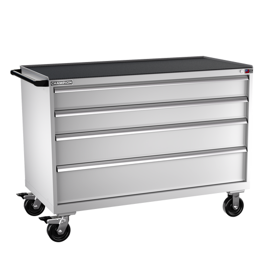 Champion Tool Storage DW1500-0401ILC-MB8-RT-LG 4-Drawer Standard Depth Mobile Modular Cabinet DW0401ILC | 56-1/2"W x 42-1/4"H x 28-1/2"D, Light Gray