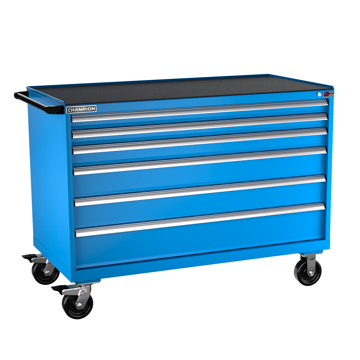 Champion Tool Storage DW1500-0601IL-MB8-RT-BB 6-Drawer Standard Depth Mobile Modular Cabinet DW0601IL | 56-1/2"W x 42-1/4"H x 28-1/2"D, Bright Blue