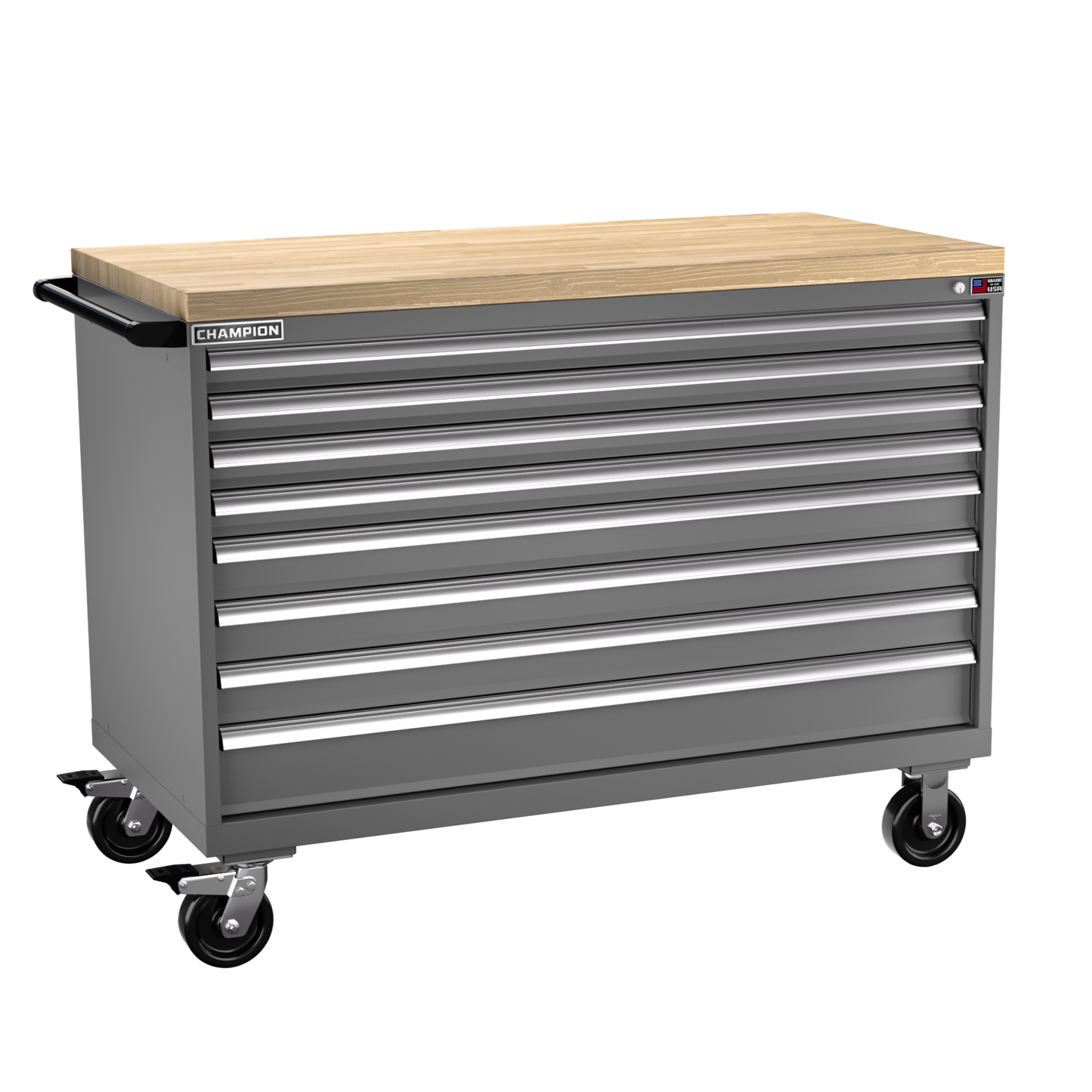 Champion Tool Storage DW1500-0801IL-MB8-BBT-DG 8-Drawer Standard Depth Mobile Modular Cabinet DW0801IL | 56-1/2"W x 43-1/4"H x 28-1/2"D, Dark Gray