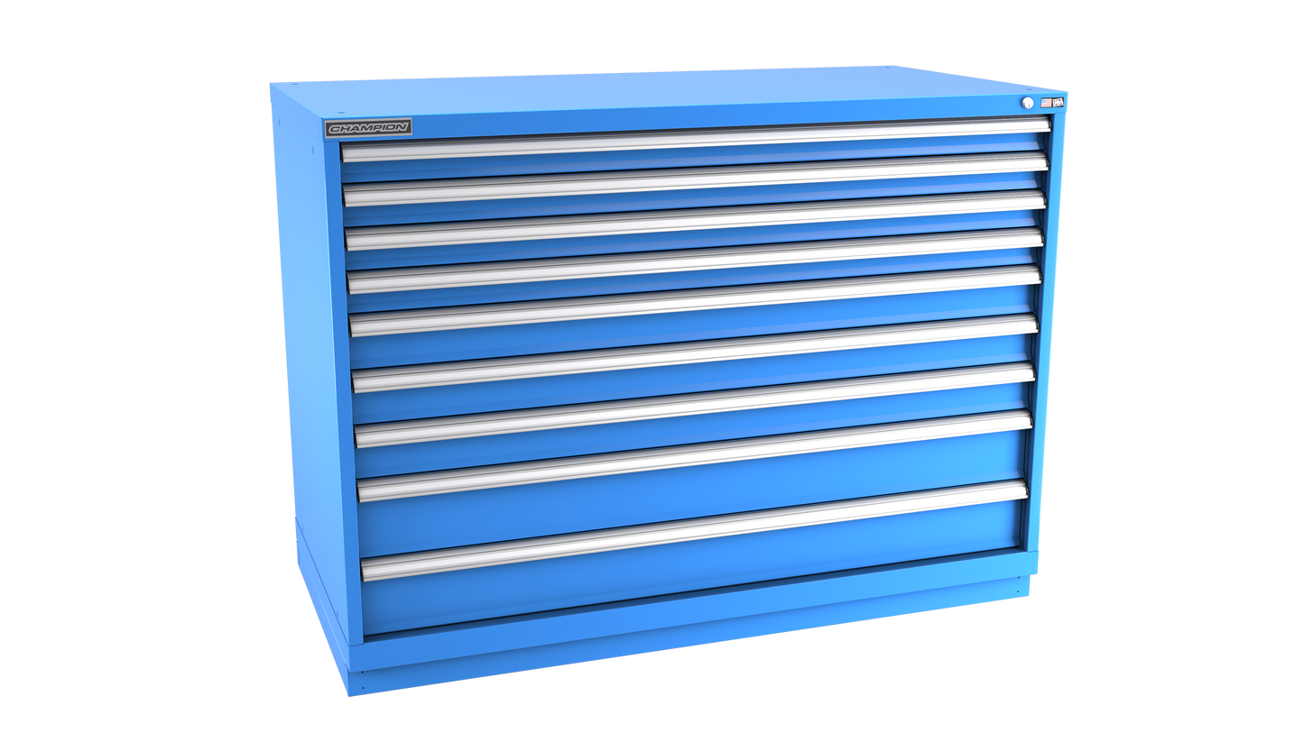 Champion Tool Storage DW1800-0901-ILC-FTB-BB 9-Drawer Standard Depth Modular Cabinet DW0901 | 56-1/2"W x 41-3/4"H x 28-1/2"D, Bright Blue