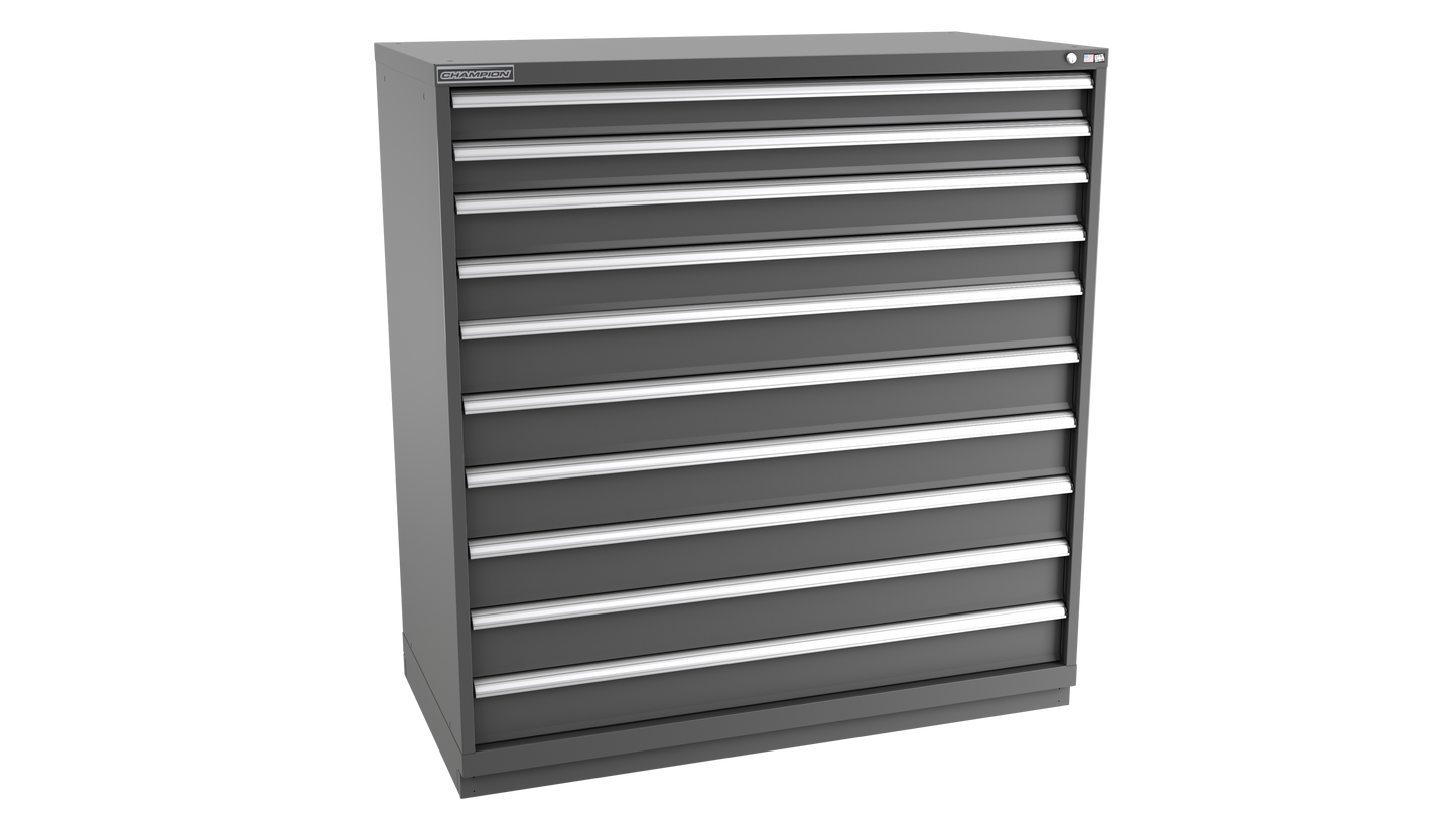 Champion Tool Storage DW2700-1001-ILC-FTB-DG 10-Drawer Standard Depth Modular Cabinet DW1001 | 56-1/2"W x 59-1/2"H x 28-1/2"D, Dark Gray