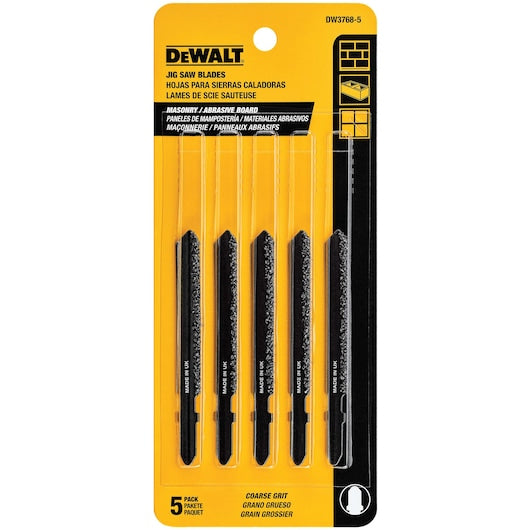 Dewalt DW3768-5 3 In. Carbide Grit T-Shank Cobalt Alloy Steel Jig Saw Blade