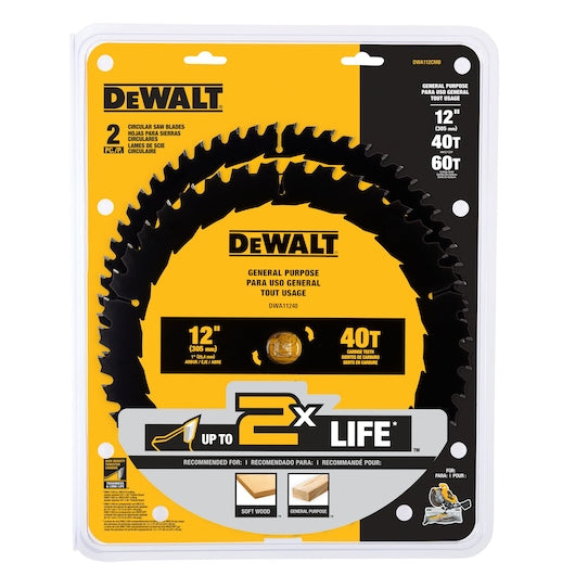 Dewalt DWA112CMB 12 In. 40T / 60T General Purpose Combo Pack