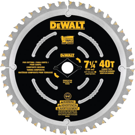 Dewalt DWA31740 7 1/4" Composite Decking Saw Blade (40 Tooth)