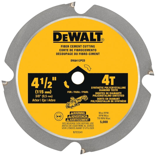 Dewalt DWA412PCD 4-1/2 In. 4T Fiber Cement Cutting Circular Saw Blade